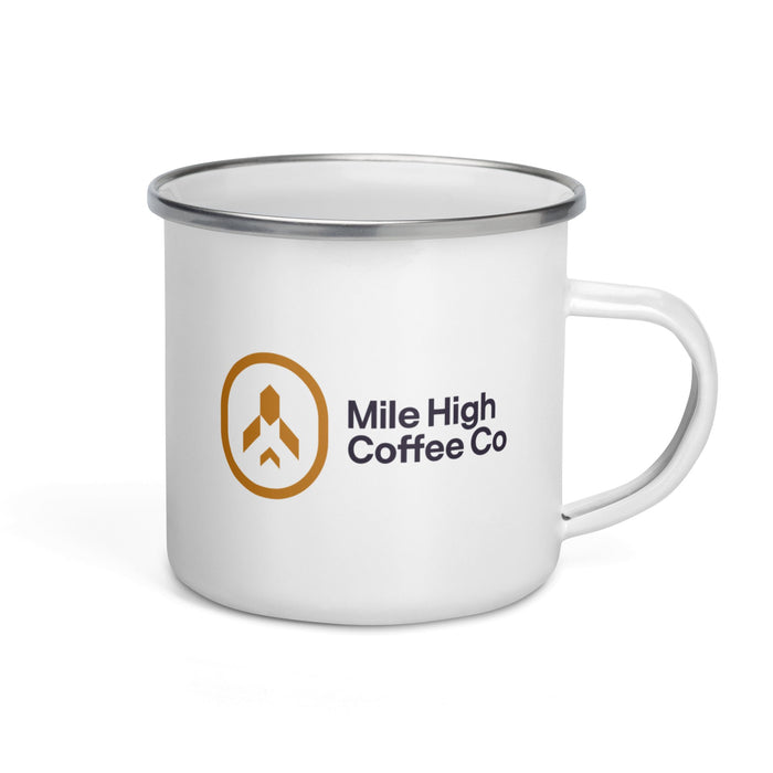 White Enamel Logo Mug